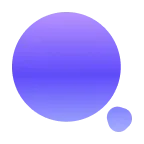 Blue and purple circular gradient icon with one large and one small overlapping circle.
